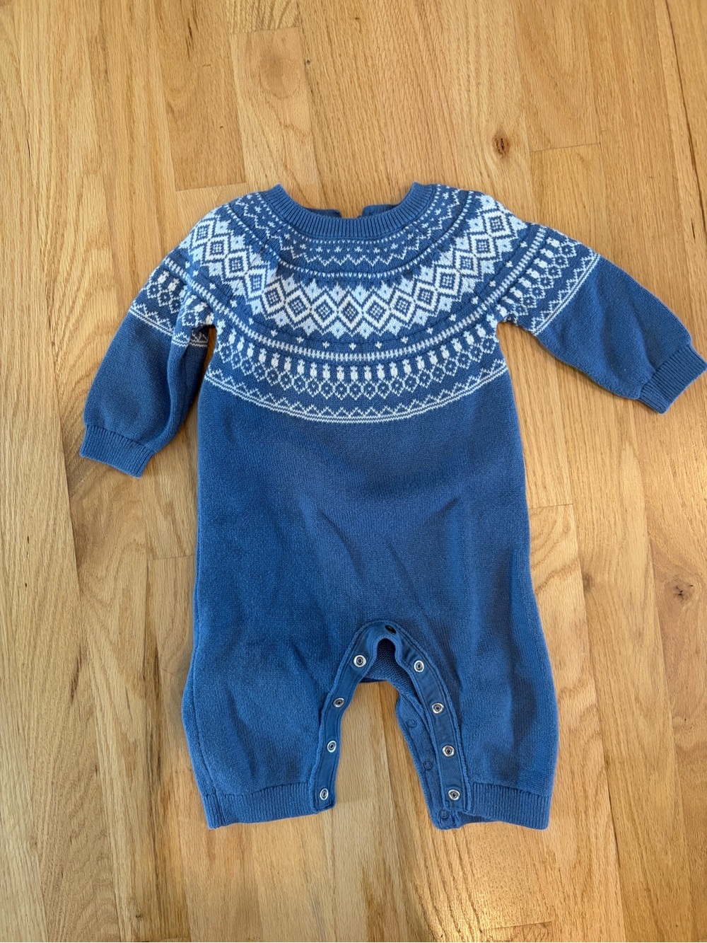GAP Blue Knit One-Piece with White Fair Isle Yoke